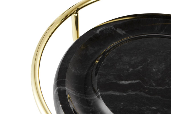 unterer Marmorteller mit goldfarbenem Metallrahmen des Schmuckbaums
