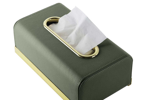 Blick von oben auf die graue Kosmetiktuchbox mit Tüchern