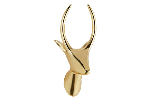vergoldeter Kleiderhaken in der Form eines Antilopenkopfes