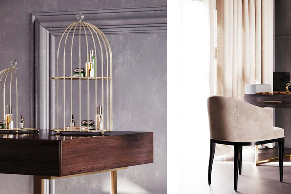 die Etagere-Birdcage mit andern Utensilien und Möbeln in einem Zimmer