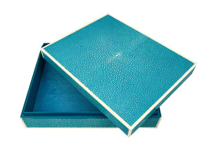 Lederbox Box Elegance türkis mit offenem Deckel
