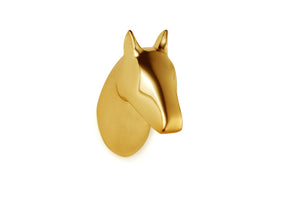 vergoldeter Kleiderhaken in Form eines Pferdekopfes
